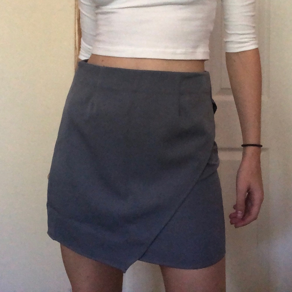 Tobi Slate Grey Blue Wrap Skirt